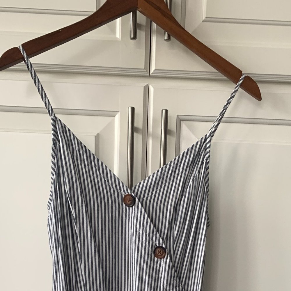 A.N.A | Wrapped Striped Button Dress | Size: Large